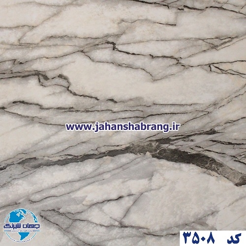 دکوری طرح سنگ سفید رگه مشکی هایگلاس یورو دکور کد 3508