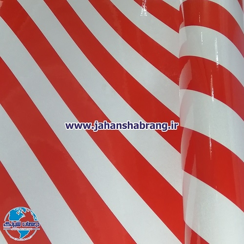 شبرنگ 3ساله پت 61cm * 20m سفیدقرمز راهراه کیبالایت کد KR6112