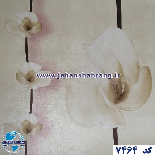طرح کاغذ دیواری گل بزرگ کرم برجسته مات یورو دکور کد 7464