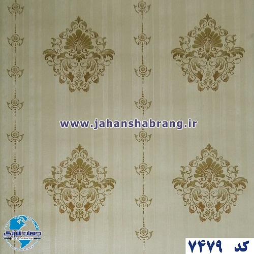 طرح کاغذ دیواری داماسک زیتونی برجسته مات یورو دکور کد 7479