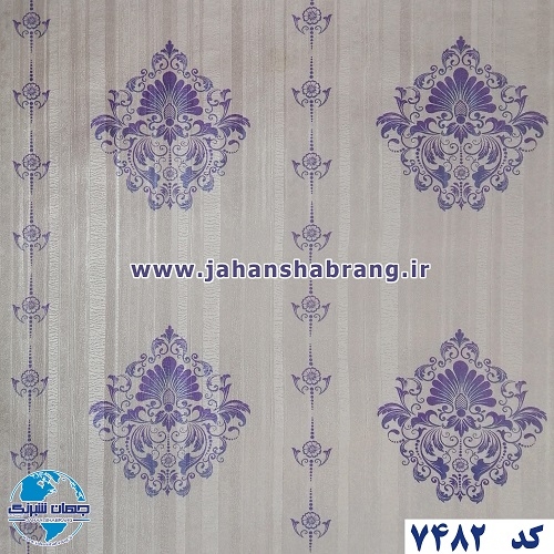 طرح کاغذ دیواری داماسک آبی برجسته مات یورو دکور کد 7482
