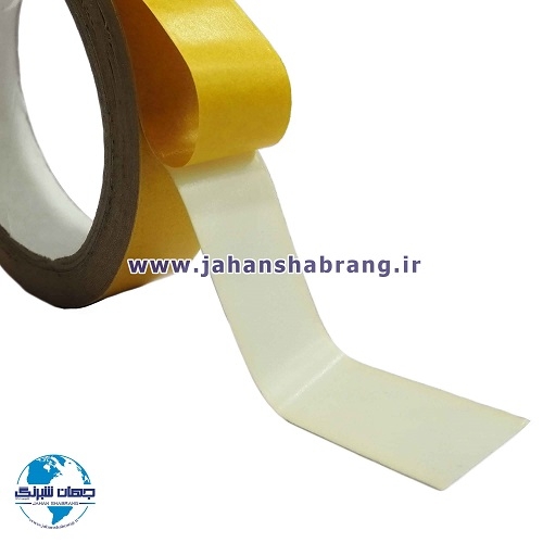 چسب دوطرفه آدامسی فومی سفید روکش زرد یکرو کاغذ 102cm*25m کد APC-93