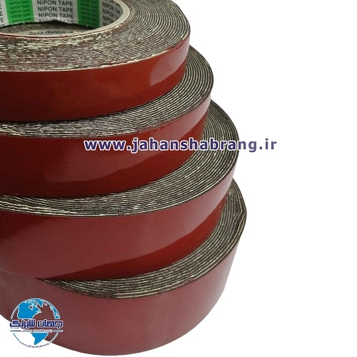 چسب دوطرفه فومی مشکی دو رو کاغذ قرمز و زرد 2 سانتی کد RTF-2B-2