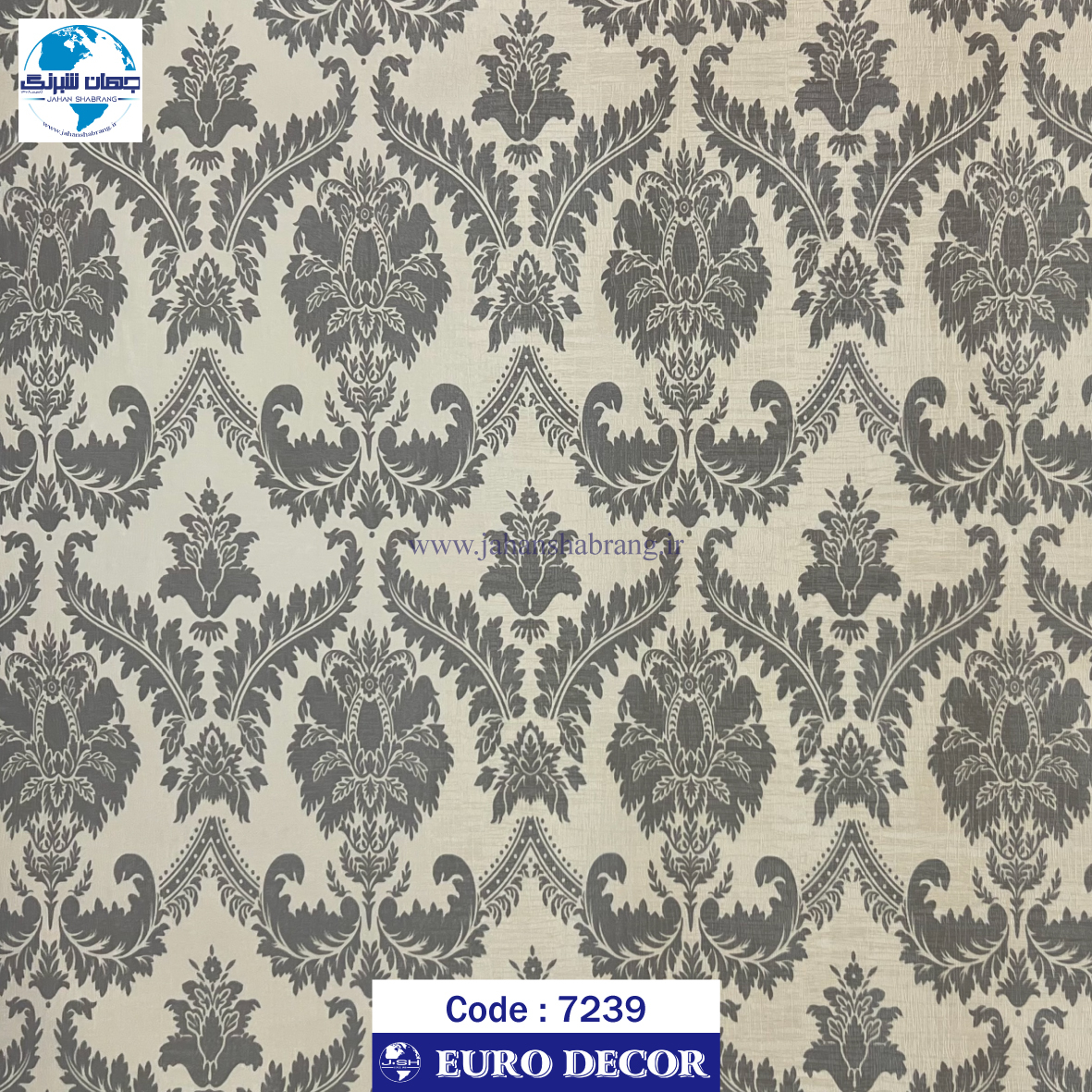 طرح‏ ‏کاغذ‏ ‏دیواری داماسک زیتونی برجسته مات‏ ‏یورو دکور‏ ‏‏کد 7208