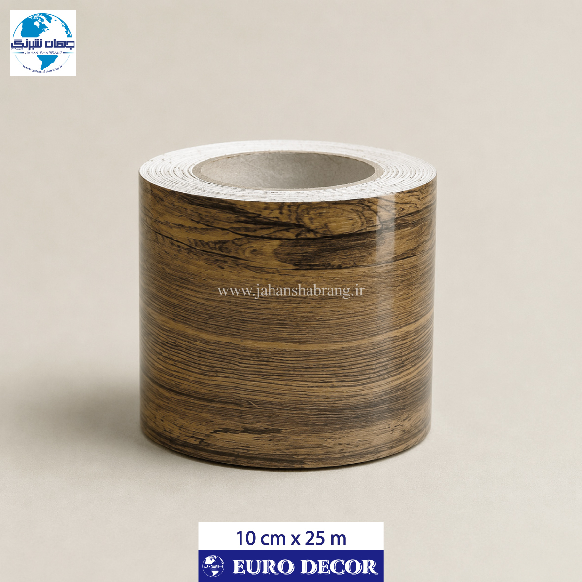 قرنیز دکوری طرح چوب قهوه ای روشن 10cm x 25m/ یورودکور