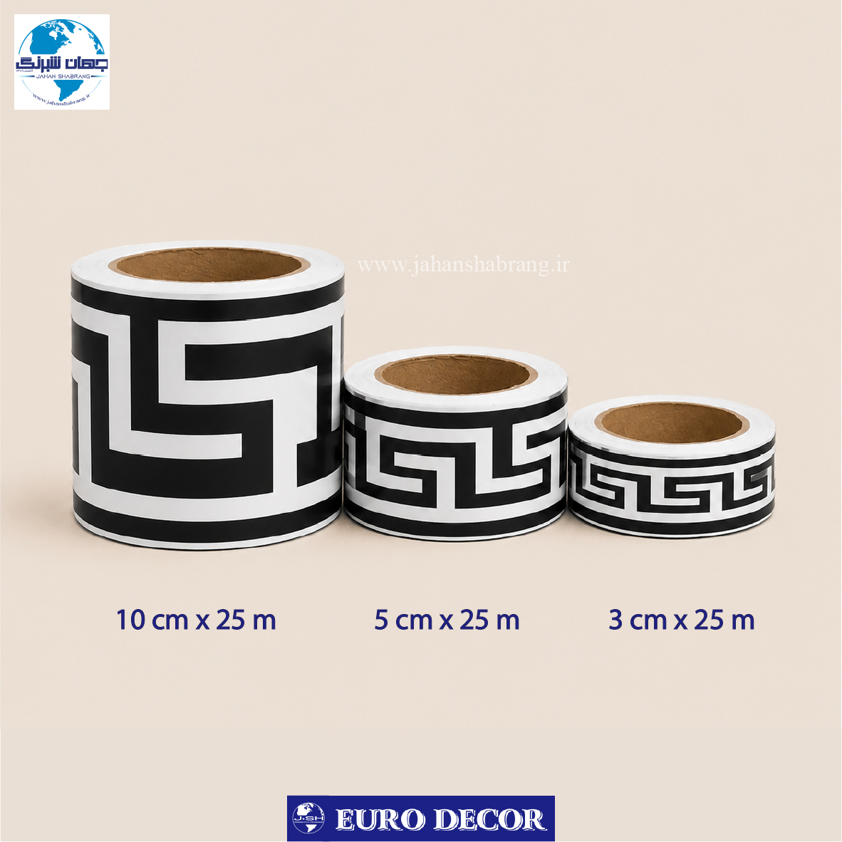 قرنیز دکوری طرح ورساچه سفید-مشکی یورودکور