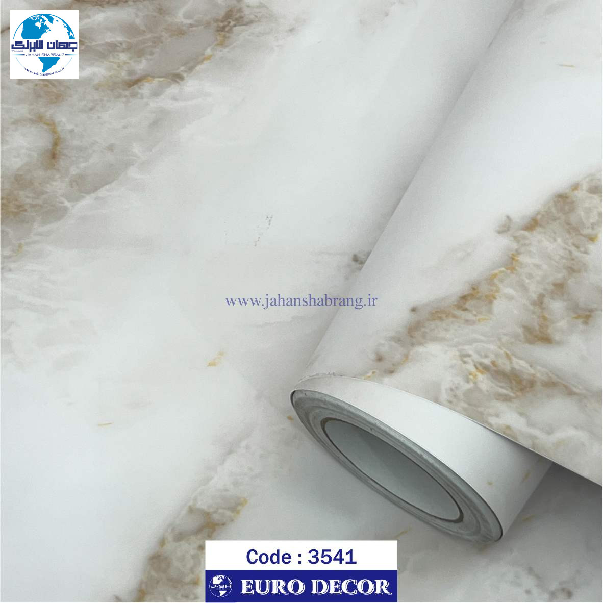 دکوری طرح سنگ سفید مرمری رگه طلایی مات یورو دکور کد 3541