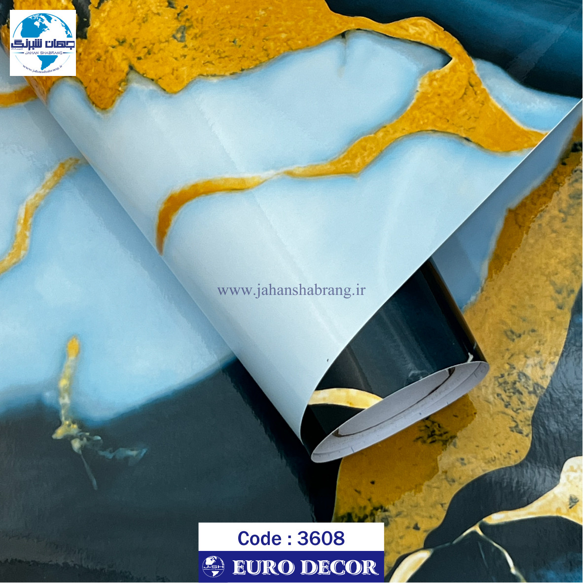 دکوری سنگ هایگلاس سبز - طلایی یورو دکور‏ ‏‏کد 3608