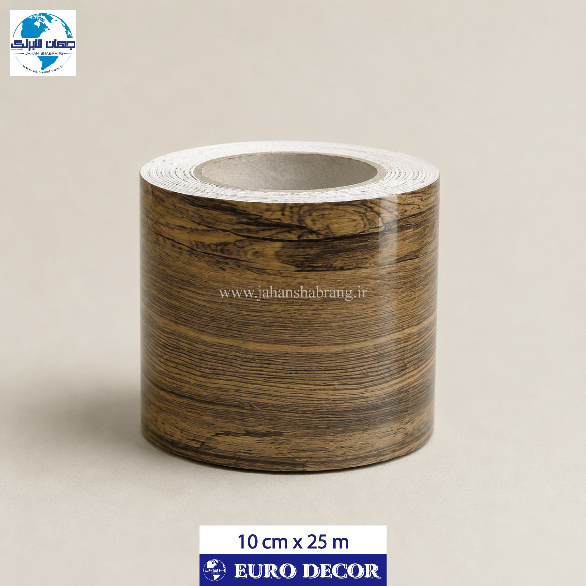 قرنیز دکوری طرح چوب قهوه ای روشن 10cm x 25m/ یورودکور