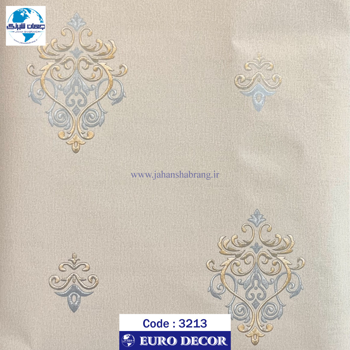 طرح‏ ‏کاغذ‏ ‏دیواری کرم برجسته مات 60c*25یورودکور چین کد 1-3213