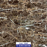 دکوری طرح سنگ ساده قهوه ای تیره هایگلاس 60c*25 یورودکور چین کد3566